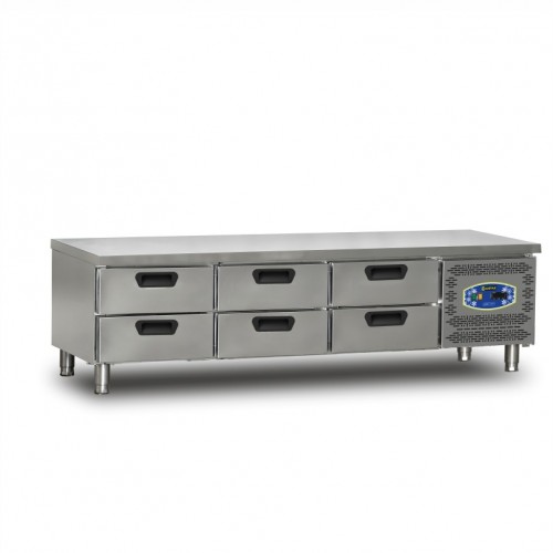 Soubassement réfrigéré avec 6 tiroirs - profondeur 70cm - DAMPAK - 22CBF0S-70.6C