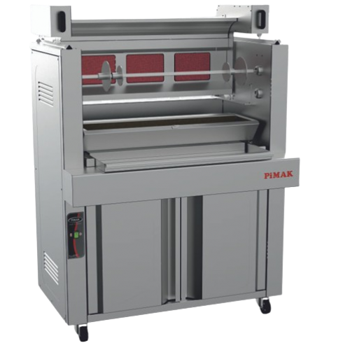 Machine à kebab CAG à GAZ et CHARBON -  horizontal 3 radiants - PIMAK - PMK-CKM