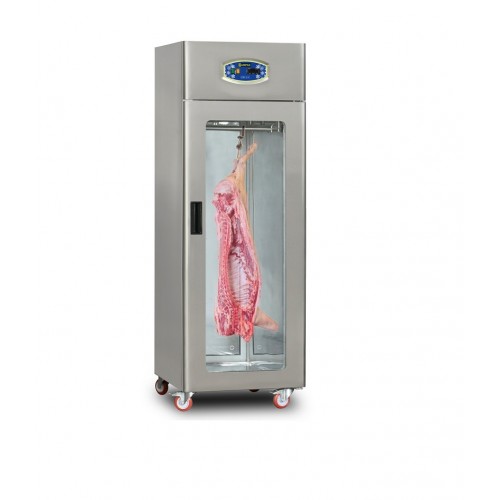Armoire réfrigérée statique avec portique à viande 1 porte vitrée et arrière vitré - DAMPAK - 22DBS1C-GN.45