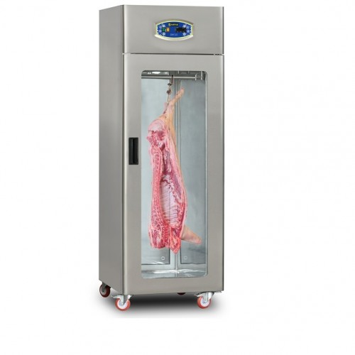 Armoire réfrigérée statique avec portique à viande 1 porte vitrée et arrière vitré - DAMPAK - 22DBS1C-GN.45