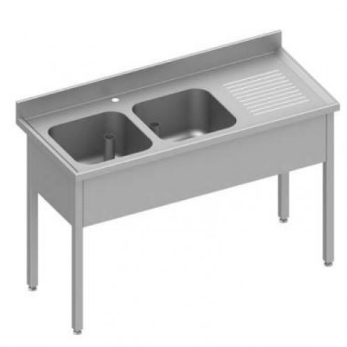 Plonge double bac sans étagère basse 200x70cm - PIMAK - M029PİMAK.20070.17