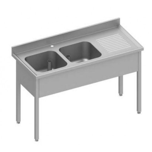 Plonge double bac sans étagère basse 200x60cm - PIMAK - M029PİMAK.20060.17