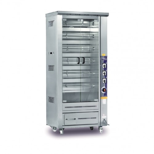 Rôtissoire murale 6 broches 24 poulets sur roulettes à ELECTRIQUE - PIMAK -  M010-DE