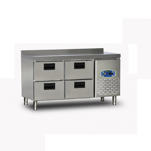 Table réfrigérée/Desserte 4 tiroirs - profondeur 70cm - DAMPAK -  22TBF0S-70.4C